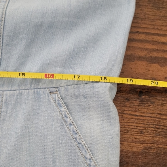 Chambray Cotton Pull-on Smocked Wide Leg Jumpsuit - Picture 9 of 10